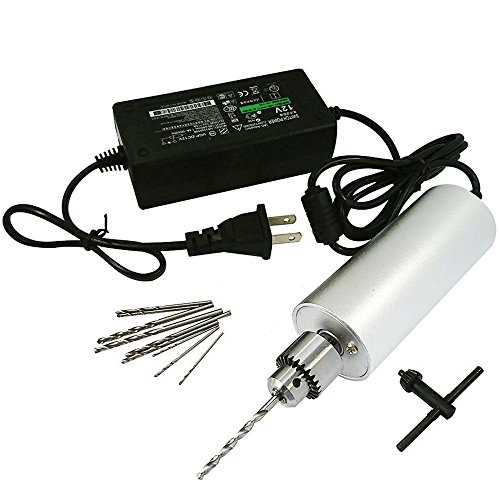 Eyech Micro Aluminum Hand Portable Handheld Drill Mini Electric Hand Drill with 10Pcs Drill Bits -(0.3-4mm) Included 5A Power Supply - Thumbnail 7