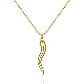 KOOLFIN Gold Necklace for Women 14K Gold Pendant Necklaces for Women Trendy Inspired by the Classic Italian Cornicello Talisman Charm Italian Horn Necklace for Womens