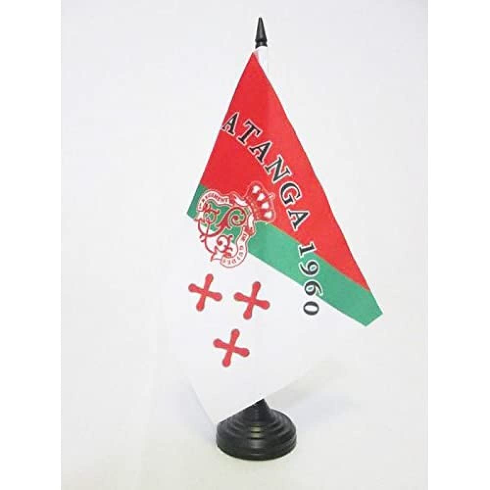 AZ FLAG Katanga 1960 Table Flag 5'' x 8'' - Katanga Province independentist Office Decoration 100% Polyester 21 x 14 cm - Mini Desk Flag with Pole and Black Plastic Base