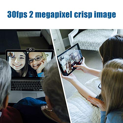 MetFut 1080P Full HD Webcam USB PC Computer Camera with Microphone Smart Streaming Web Cam for Laptop Desktop Notebook, Video Calling, Recording, Conferencing, Gaming