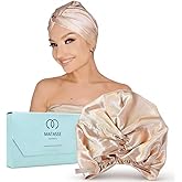 MATASSE 22 Momme 100% Mulberry Silk hair bonnet for Sleeping Grade 6A on Both Sides, Premium Elastic Stay On Head, Hair Wrap for Curly Straight Hair, silk Bonnet for Women (Champagne)