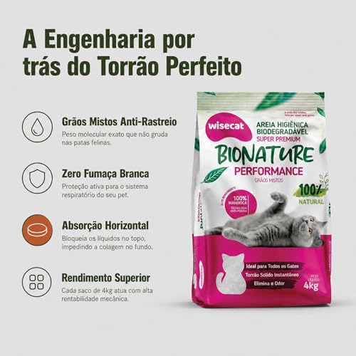 Areia de Mandioca para Gatos Torrão Firme Zero Odor Kit 2x4kg | Biodegradavel, granulos mistos de alta absorcao, descartavel no vaso sanitario, sem poeira, sem perfume artificial