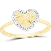Jewels By Lux 14K Yellow Gold 1/10Cttw Natural Diamond Gift Heart Ring