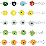 14k Gold and Sterling Silver Evil Eye Bracelet 10 mm Glass Eyes Available in, 7 inch