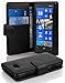 Cadorabo Case works with Nokia Lumia 820 in OXID BLACK (Design BOOK STRUCTURE) – with 2 Card Slots – Wallet Case Etui Cover Pouch PU Leather Flip
