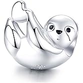 Qings Cute Sloth Charms Bead 925 Sterling Silver Lovely Lazy Heart Animal Element Pendant for Bracelet Necklace Making