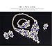 Everrich Luxurious Blue Crystal Bridal Cream Simulated Pearl Gold Plated Statement Necklace Earrings Jewelry Sets for Women Costume,4 Pairs