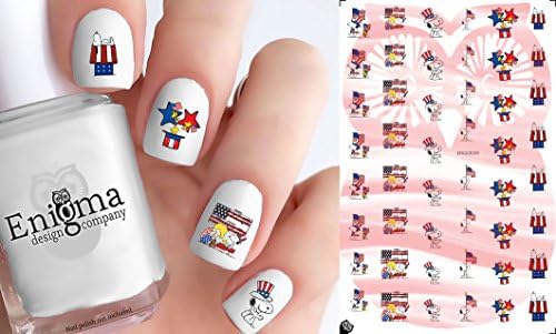 Peanuts 4th of July (Clear Water-Slide Nail Decals)