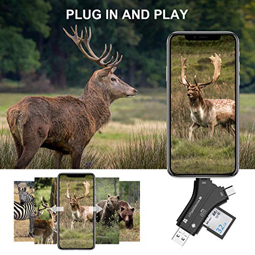 Game & Trail Camera Viewer SD & Micro SD Memory Card Reader for iPhone iPad Mac Laptop and Android Smartphone View Photos and Videos from Wildlife & Deer Hunting Cameras, Action Cameras or IP Cameras