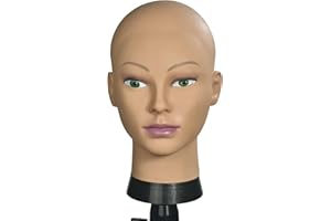 MIAOMANZI Bald Female Training Head Cosmetology Mannequin Head for Wigs Making and Display with Free clamp