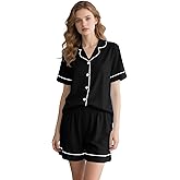 Betusline Womens Pajamas Set Short Sleeve Button Down Sleepwear Pjs Soft Comfy 2 Piece Lounge Sets XS-XXL