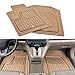 Solid Pro Rubber Car Floor Mats - Performance Plus Heavy Duty Liners for Auto SUV Truck Car Van - 4-Piece Set - Thick, Odorless & All Weather (Beige Tan)
