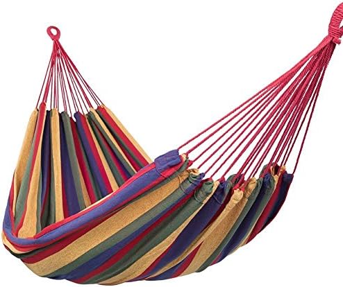 Soldcool Double Wide Hammock Cotton Fabric 2 Person 450lbs for Travel Camping Outdoor Bed with Carry Bag (Red)