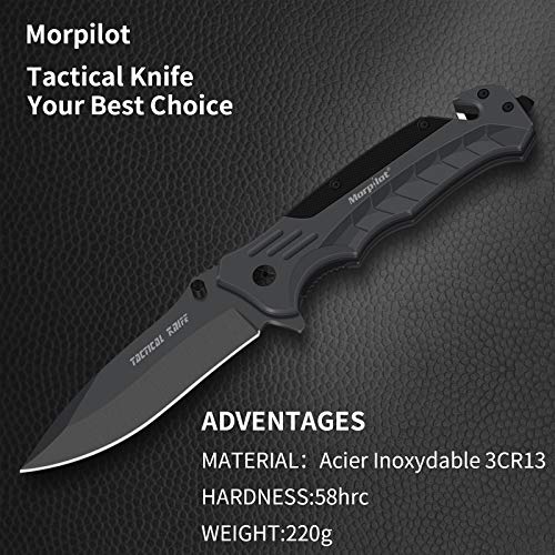 Morpilot Pocket Knife 4 in 1 Folding Knife with Glass Breaker and