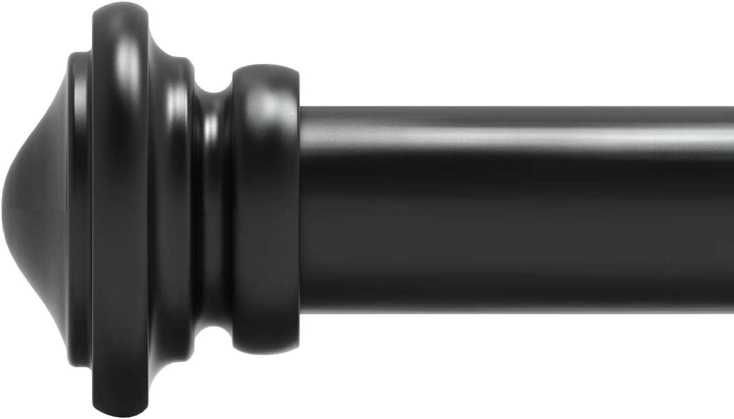 Window Treatment Hardware - 1 Pack Black Curtain Rods for Window 16-88 inch, 1-inch Diameter, Matte Black Drapery Rods Cylindrical Curtain Rods Adjustable Single Window Curtain Rod，With End Cap Design Finials