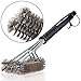 Triple Wide 18 Inch Deep Cleaning BBQ Grill Brush By Que Heads - Easy to Use Handle with Durable Stainless Steel Grilling Bristles - Quick and Easy Clean - Outdoor Accessories for Weber and Char-Broil Grills