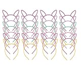 Plastic Easter Bunny Ears Headbands (24 pieces, 6 colors); Fun Rabbit Ear Party Favors, Dress-up, Costumes, Easter & More (24-pack, multicolored)
