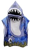 Enjoy Holiday® Toddler Hooded Beach Bath Towel – Shark Soft Swim Pool Coverup Poncho Cape For Boys Kids Children, 5 Year Old Bath Robe …