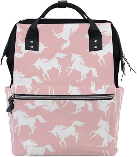 Amazon Co Jp 旅人 リュック バックパック リュックサック レディーズ 軽量 大容量 Pcリュック 学生バッグ マザーズバッグ おしゃれ 人気 ユニコーンのシルエット 馬柄 多機能 防水 防犯 通学 通勤 旅行 シューズ バッグ