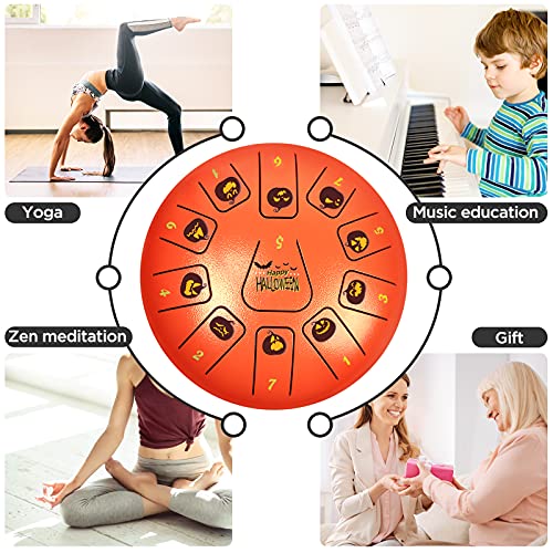 Steel Tongue Drum Kit, Hand Pan Drum, 8Notes6 Inch Hue Drum Instrument C Major, with Finger