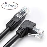 Bxton CAT6 Ethernet Cable 3 Feet - 2pack Black - Upward Angled with 50U Gold Plated Contact
