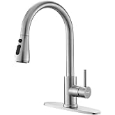Ibergrif Pull Down Kitchen Faucet, 3 Mode Sprayer, Brushed Nickel High Arc | Lead-Free NSF Certified, SUS304, Single Handle, 360&deg; Swivel, 1 or 3 Hole, RV Laundry Farmhouse Bar