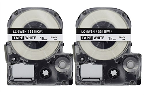 2PK Onirii Compatible Epson Labelworks Label Tape Cartridge LW-400 LW-500 LW-600 LC-5WBN9(LK-5WBN) Black On White Label Maker Tape Refill Cartridge 18mmx26.2ft - Thumbnail 4