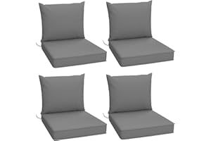 Mvpipi Outdoor Chair Cushions Set of 4, 24 x 24 Inch Patio Furniture Cushions with Splash-Proof Covers, Outdoor Cushions for Patio Furniture Replacement, Grey
