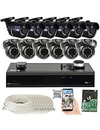 GW 16 canales H.265 4 K NVR 8 megapíxeles sistema de cámara de seguridad (6) bala y (6) cúpula 8 MP PoE exterior interior impermeable UltraHD 4K IP cámaras, disco duro 4 TB