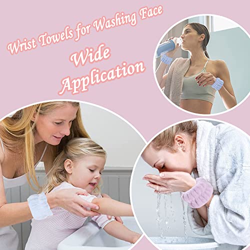 2 Pairs Wrist Towels for Washing Face, Microfiber Face Washing Wristbands Absorbent Wrist Bands for Women Prevent Water Spilling Down from Your Arms