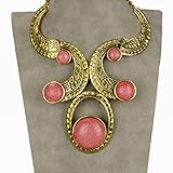 VTG 18KGP Gold Plated Choker Acrylic Chain Bib Necklace