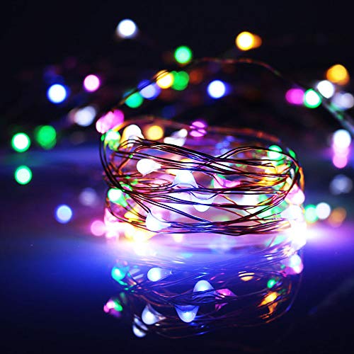 String Lights, Waterproof LED String Lights,2 Pack 20ft 60 LED Festival Decorations Crafting Battery Powered Copper Wire Starry Fairy Lights (Multicolor)