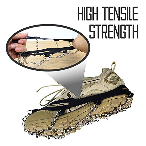 10 teeth universal ice grip anti-slip shoe cover with stainless claw for outdoor activities,Hiking,climbing,Hunting,Fishing and Snow weather (Black, M) - Thumbnail 3
