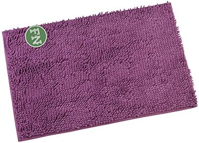 FindNew Soft Shaggy Chenille Absorbent Microfiber Bath Mats Floor Toilet Shower Rugs For Bathroom,Kitchen,Door (20" X 32", Purple)