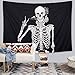 MARTINE MALL Rock and Roll Skull Tapestries, Funny Skull Human Skeleton Tapestry Wall Hanging for Room Decoration, Black and White Wall Art Tapestry (59.1
