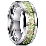 King Will Aurora 8mm Gold Celtic Dragon Luminou Glow Tungsten Carbide Wedding Ring for Men Women