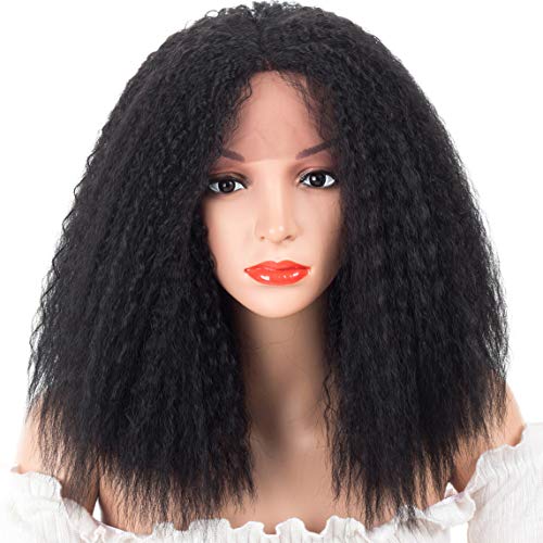 Nayo Kinky Straight Wig Lace Front 14 inch Yaki Texture Synthetic Hair Wigs (Natural black) Nayo Kinky Straight Wig Lace Front 14 inch Yaki Texture Synthetic Hair Wigs (Natural black)