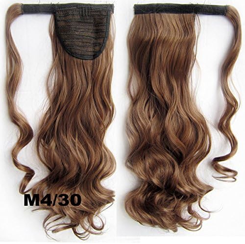 22inch 90g Dreamstyle Clip In Wavy Ponytail Hair Extensions Wrap Around Ponytail Hair Pieces#4/30- brown medium auburn