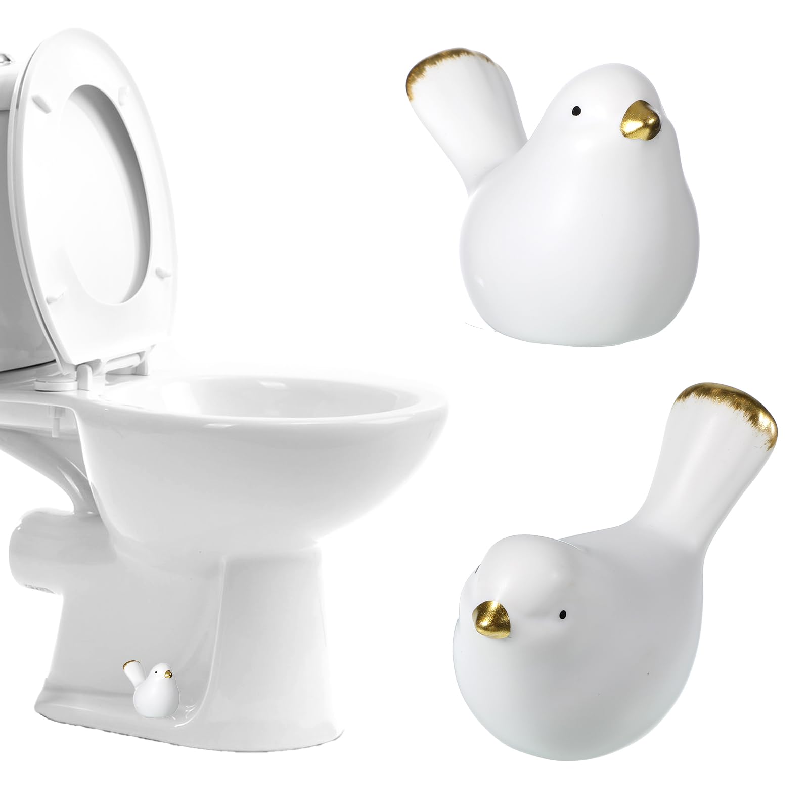 Photo 1 of 2Packs Birds Toilet Bolt Covers Decorative Ceramic Toilet Bolt Caps Cute Toilets Screw Cover Caps for Bottom of Toilets Easy Installation Bathroom Replacement Parts for Bathroom Decor (White)