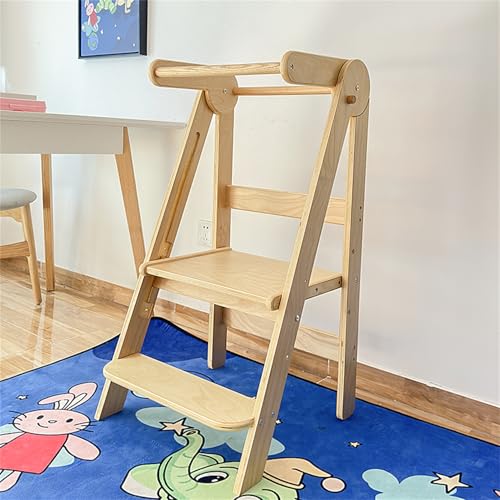 AM ANNA Foldable Toddler Kitchen Tower, Kitchen Stool Helper, Standing Tower with 3 Adjustable Heights, Suitable Age for 1.5-6 Years, Toddler Kitchen Stool Helper Montessori Kitchen Stools (1)