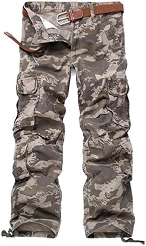 Cheruna Men's Loose Work Mid Rise Outdoor Straight Leg Cargo Pants Camouflage 34