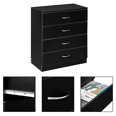 Buy Pucloce Nightstand 4 Drawer Dresser Bedside Table Night Stand Wood Nightstand Organizer Unit For Bedroom Modern Versatile Nightstands Storage Shelf Bedside Table With 4 Drawers Black Online In Indonesia B095c62hff