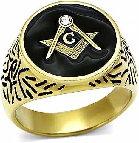 ISADY - Mateo Gold - Men's Ring - Cubic Zirconia - Email Black - Freemason Templar Knights