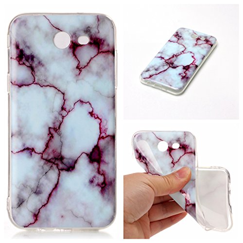For Samsung Galaxy J3 Emerge Case, J3 Prime / J3 Mission / J3 Eclipse / J3 2017 / J3 Luna Pro / Sol 2 / Amp Prime 2 / Express Prime 2 Case, TOODAY Marble Stone Pattern Soft TPU Cover (Red)