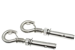 HAJXZH Expansion Hook 2Pcs M8 Heavy Duty Expansion Screw Bold Cup Concrete Brick Hook 304 Stainless Steel (with Spring Buckle)