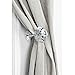 Hipiwe 2 Packs Glass Crystal Curtain Holder, 60mm Curtain Hook, Window Drapery Tie Backs Clips, Wall Cap Coat Hook Hanger Tassel Holder (Silver)