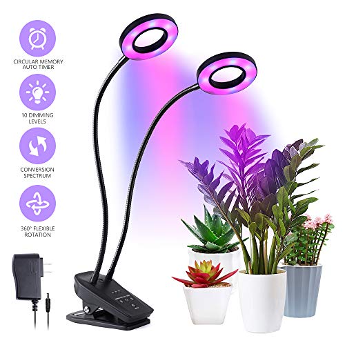 Grow Light Plant Lights for Indoor Plants with Timer Auto ON & Off, Grow Lamp with 360 Degree Gooseneck,10 Dimmable Levels and 3/6/12H Timing for Hydroponics Greenhouse Gardening