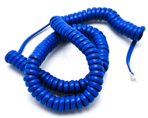 Telephone Cord Handset Curly - Phone Color Classic Blue 15ft - Works on virtually all Trimline Phones and Princess Telephones - Landline Telephone Accessory iSoHo Phones