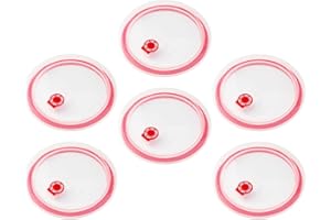 Milisten 5-inch Red round Sealing Bowl Lids 6pcs, Microwave and Refrigerator Safe Food Preservation Covers