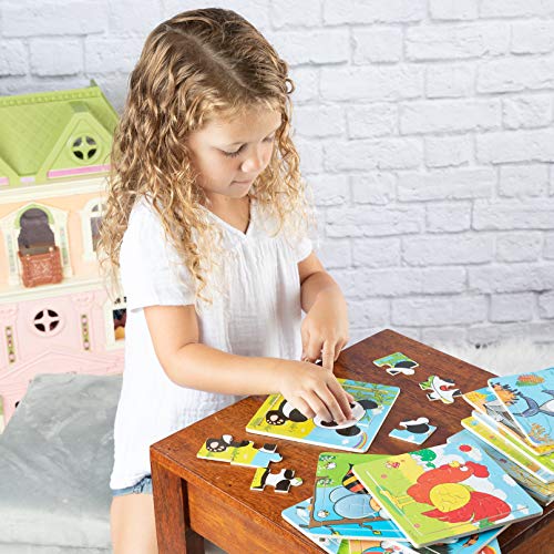 Toy To Enjoy Wooden Chunky Animal Jigsaw Puzzle (Pack of 14) for Kids Age 3 to 5 - Peg Puzzle Toy for Toddlers - Bright & Vibrant Colors & Shapes